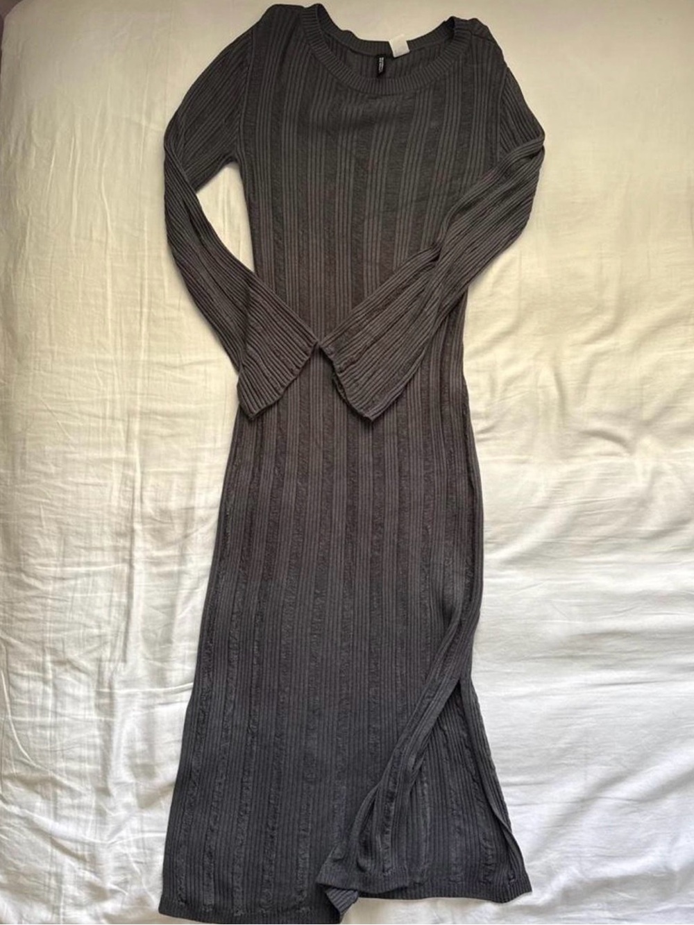 H&M dark grey maxi dress with bell sleeves